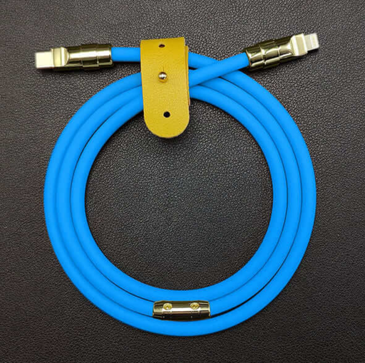 [ACE-USB-SSC-C2L2-BL] Silicon Soft Fast Charging Cable - Type C to Lightning - 6 ft - Blue
