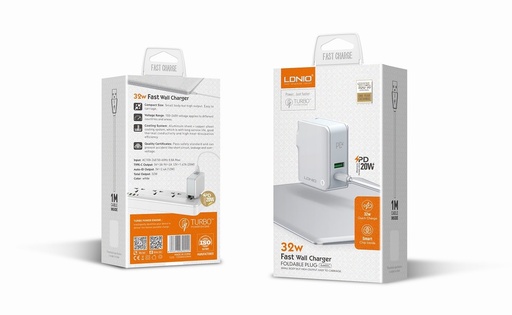 [ACE-LDN-A4403C-C2C] LDNIO PD 20W Fast Wall Charger with Type C to Type C Cable (3 ft)