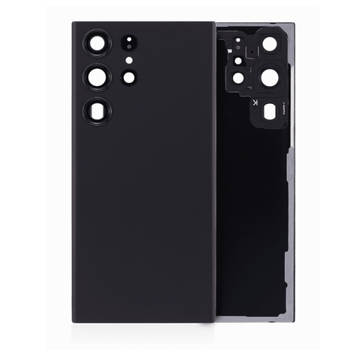 [SP-S23U-BCV-BK] Back Cover Glass With Camera Lens For Samsung Galaxy S23 Ultra (No Logo)  (Phantom Black)