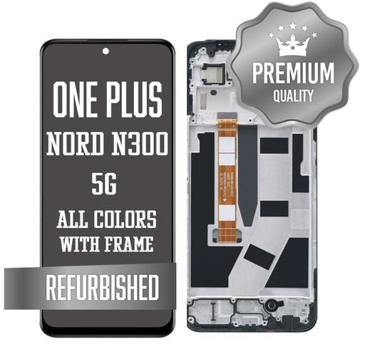[LCD-OPN-N300-WF-BK] LCD with frame for OnePlus Nord N300 5G - All Colors (Premium/ Refurbished)