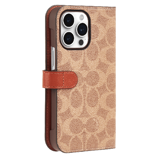 [CH052722] Coach - Folio Case For Apple Iphone 15 Pro Max - Signature C Tan