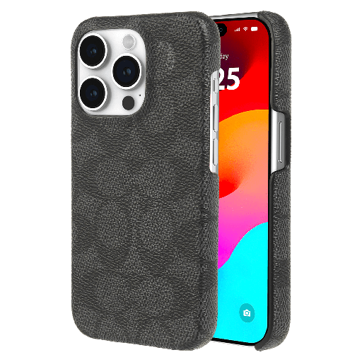 [CH052700] Coach - Slim Wrap Case For Apple Iphone 15 Pro - Signature C Charcoal