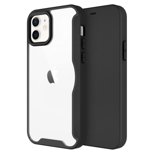 [AA-IPH12-TPUWALLET-BLK] Ampd - Tpu  /  Acrylic Flip Wallet Case For Apple Iphone 12 - Black