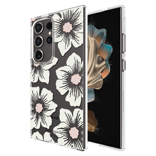 [KS053716] Kate Spade - Protective Hardshell Case For Samsung Galaxy S24 Ultra - Hollyhock Cream