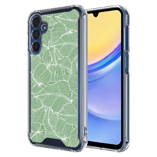 [AA-A355G-HDPRINT-PALM] Ampd - Tpu / Acrylic Hd Print Crystal Clear Case For Samsung Galaxy A35 5g - Palm Pattern