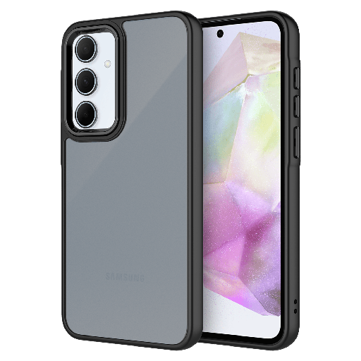 [AA-A355G-ACRYLICSMOKE-BLK] Ampd - Tpu / Acrylic Smoke Translucent Case For Samsung Galaxy A35 5g - Black Bumper