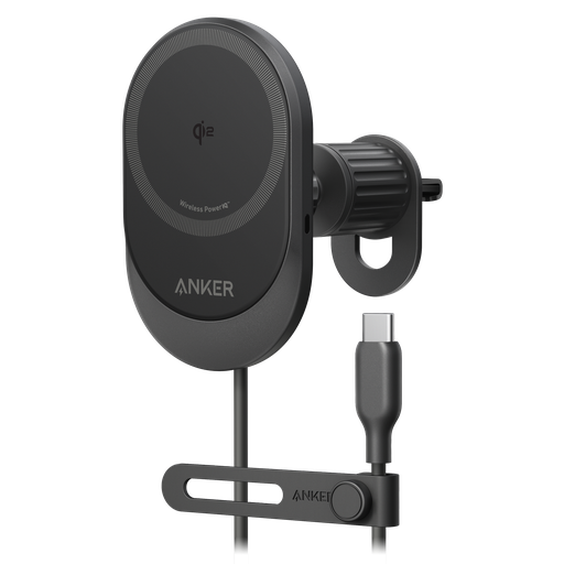 [B2932H11-1] Anker - Qi2 15w Sliding Vent Car Mount Charger With 25w Car Charger - Black