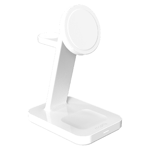 [401313542] Mophie - Universal Wireless 3 In 1 Charging Stand With Qi2 - White