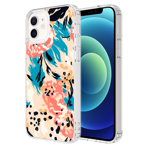 [AA-IPH12-HDPRINT-FLORALBLUE] Ampd - Tpu / Acrylic Hd Print Case For Apple Iphone 12 - Floral Blue Pattern