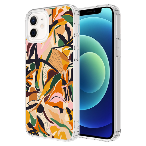 [AA-IPH12-HDPRINT-FLORALORNG] Ampd - Tpu / Acrylic Hd Print Case For Apple Iphone 12 - Floral Orange Pattern