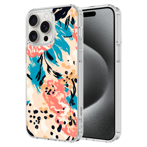 [AA-IPH15PROMX-HDPRINT-FLORALBLUE] Ampd - Tpu / Acrylic Hd Print Case For Apple Iphone 15 Pro Max - Floral Blue Pattern