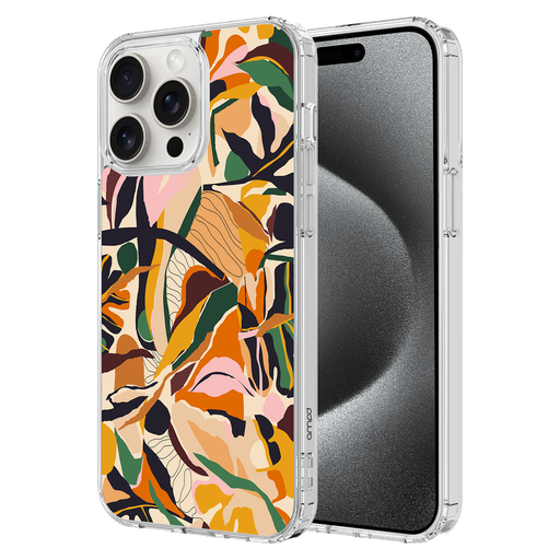 [AA-IPH15PROMX-HDPRINT-FLORALORNG] Ampd - Tpu / Acrylic Hd Print Case For Apple Iphone 15 Pro Max - Floral Orange Pattern