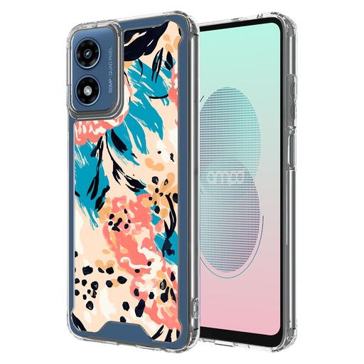 [AA-GSTYLUS5G24-HDPRINT-FLORALBLUE] Ampd - Tpu  /  Acrylic Hd Print Case For Motorola Moto G Stylus 5g 2024 - Floral Blue Pattern