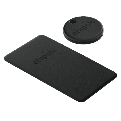 [CH-C21R-C21M-1R1M-R-EN] Chipolo - Spot Bundle For Apple Devices 1 Key And 1 Wallet Finder - Black