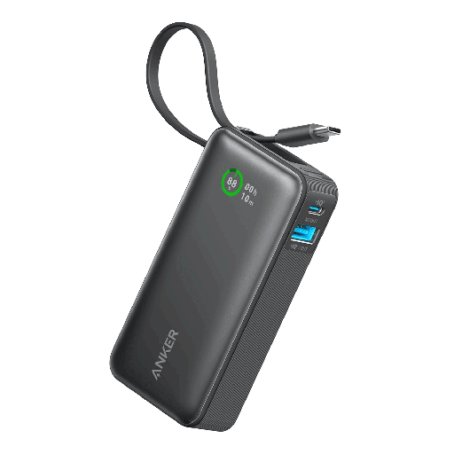 [A1259H11] Anker - Nano Power Bank 10000 Mah 30w With Built In Usb C Cable - Black
