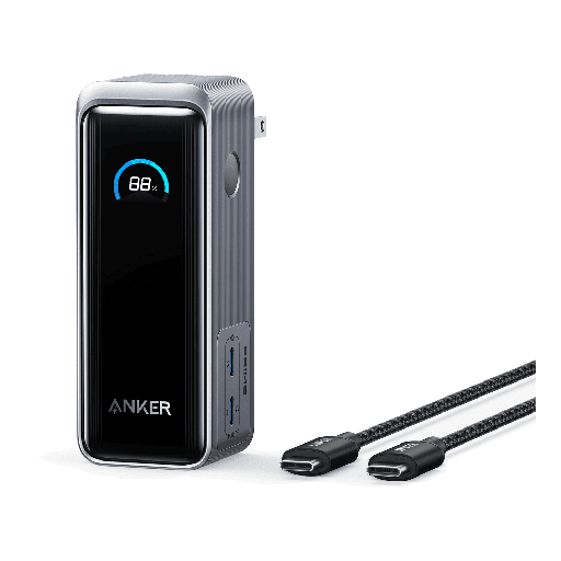 [A1339111-1] Anker - Prime Power Bank 9600 Mah With Built In Usb C Cable And Fusion Wall Charger 65w - Black