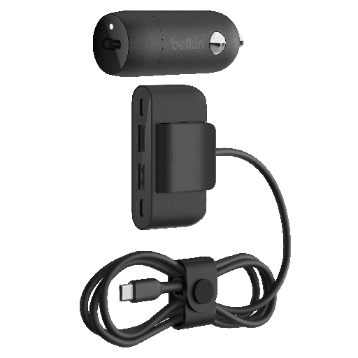 [CCA004tt2MBK-B7] Belkin - 30w Pd Car Charger With 4 Port Power Extender 2m - Black