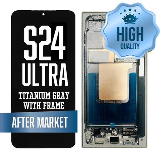 [LCD-S24U-WF-HQ-GY] OLED Assembly for Samsung Galaxy S24 Ultra With Frame -Titanium Gray (High Quality - Aftermarket)