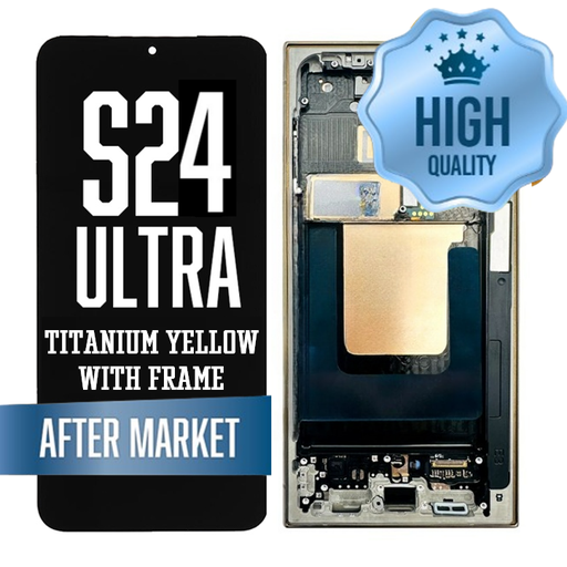 [LCD-S24U-WF-HQ-YL] OLED Assembly for Samsung Galaxy S24 Ultra With Frame - Titanium Yellow (High Quality - Aftermarket)