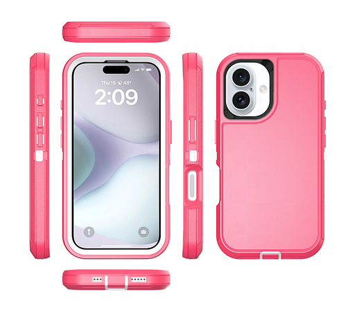 [CS-I16M-OBD-PNWH]  DualPro Protector Case for iPhone 16 Plus - Pink & White