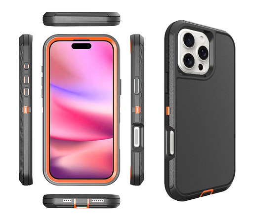 [CS-I16P-OBD-BKOR]  DualPro Protector Case for iPhone 16 Pro - Black  & Orange