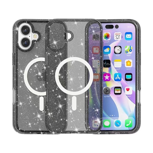 [CS-I16PM-MTSC-SPBK] Transparent Sparkle Case with Magsafe for iPhone 16 Pro Max - Black