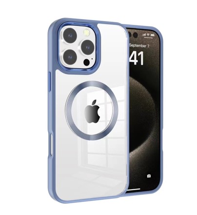 [CS-I16M-MWC-BL] Metal Wireless Charging Case for iPhone 16 Plus - Blue