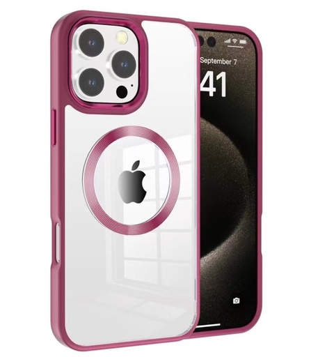 [CS-I16M-MWC-BU] Metal Wireless Charging Case for iPhone 16 Plus - Burgundy