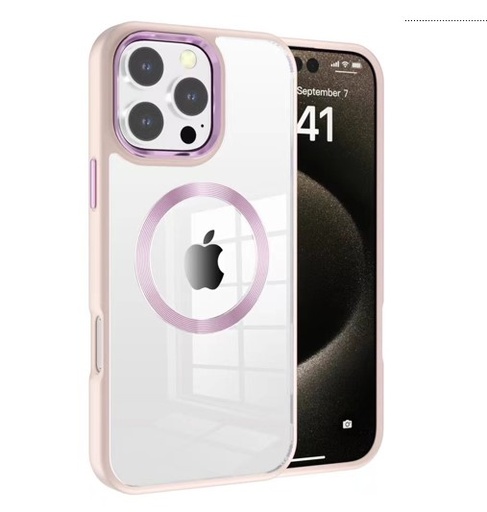 [CS-I16PM-MWC-PN] Metal Wireless Charging Case for iPhone 16 Pro Max -Pink