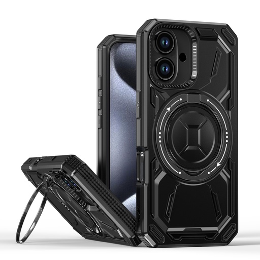 [CS-I16M-ARSC-BK] Armor Rotate Stand Case with Magsafe for iPhone 16 Plus - Black