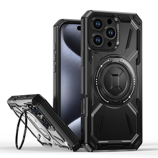 [CS-I16PM-ARSC-BK] Armor Rotate Stand Case with Magsafe for iPhone 16 Pro Max - Black