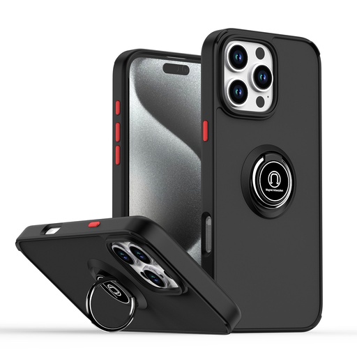 [CS-I16M-MTR-BKOR] Matte Ring Case for iPhone 16 Plus - Black & Orange