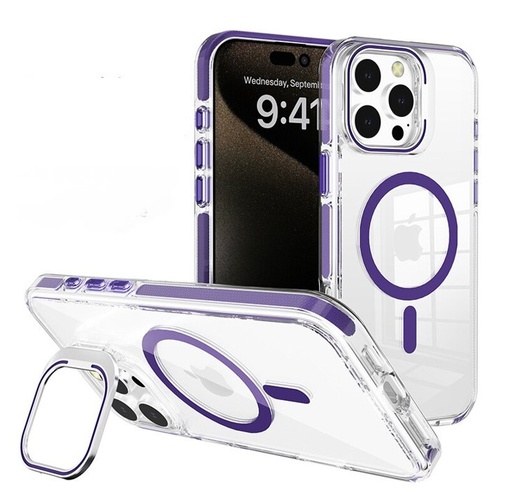 [CS-I16-CCSM-DBL] Crystal Camera Stand Case with Magsafe for  iPhone 16 - Dark Blue