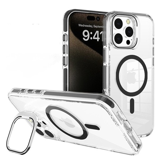 [CS-I16PM-CCSM-BK] Crystal Camera Stand Case with Magsafe for  iPhone 16 Pro Max - Black