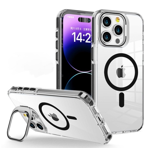 [CS-I14PM-CCSM-BK] Crystal Camera Stand Case with Magsafe for  iPhone 14 Pro Max - Black