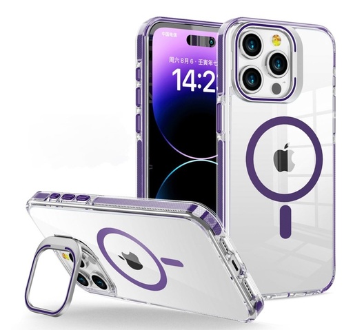 [CS-I14PM-CCSM-DBL] Crystal Camera Stand Case with Magsafe for  iPhone 14 Pro Max - Dark Blue