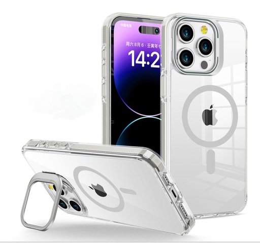 [CS-I14PM-CCSM-GY] Crystal Camera Stand Case with Magsafe for  iPhone 14 Pro Max - Gray