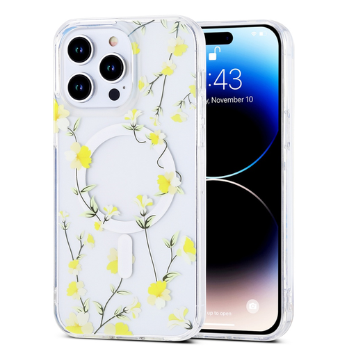 [CS-I16M-FDC-YL] Flower Design Case for iPhone 16 Plus - Yellow