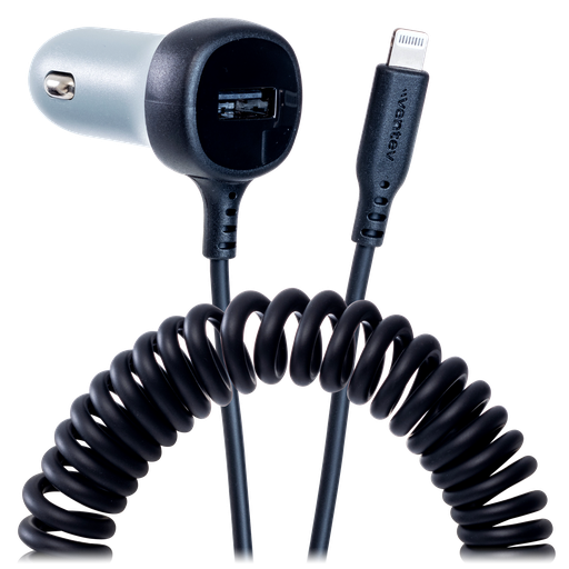 [CC27-ACAPLBX-82215] Ventev - 27w Ultrafast Car Charger And Apple Lighting Connected Cable - Dark Gray