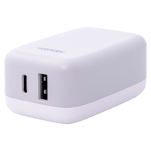 [WC27-HDBX266746] Ventev - 27w Ultrafast Usb C And Usb A Universal Wall Charger - Gray