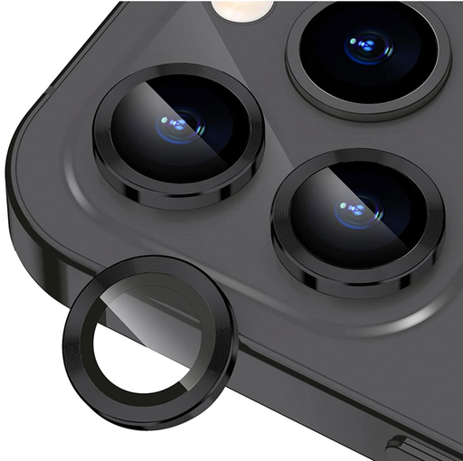 [TG-I16PM-RCL-BK] Ring Camera Lens w/HD Tempered Glass  for iPhone 16 Pro / 16 Pro Max (Black) (1 Pc)