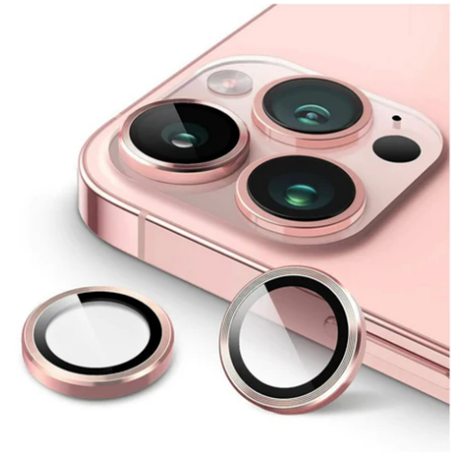 [TG-I16PM-RCL-ROGO] Ring Camera Lens w/HD Tempered Glass  for iPhone 16 Pro / 16 Pro Max (Rose Gold)