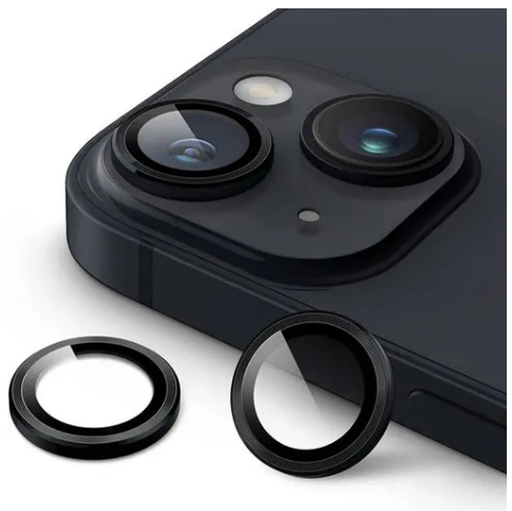 [TG-I16-RCL-BK] Ring Camera Lens w/HD Tempered Glass  for iPhone 16 / 16 Plus (Black) (1 Pc)