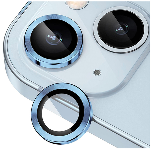 [TG-I16-RCL-BL] Ring Camera Lens w/HD Tempered Glass  for iPhone 16 / 16 Plus (Blue) (1 Pc)