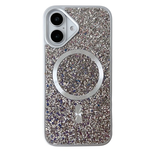 [CS-I16-BCM-SI] Blinged Case with Magsafe for iPhone 16 - Silver