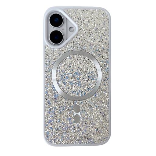 [CS-I16-BCM-WH] Blinged Case with Magsafe for iPhone 16 - White