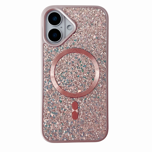 [CS-I16M-BCM-ROGO] Blinged Case with Magsafe for iPhone 16 Plus - Rose Gold