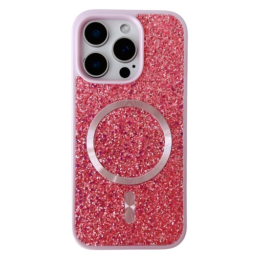 [CS-I16PM-BCM-PN] Blinged Case with Magsafe for iPhone 16 Pro Max - Pink