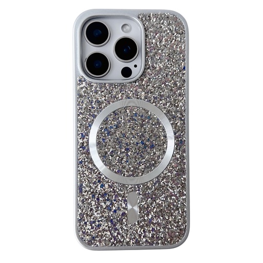 [CS-I16PM-BCM-SI] Blinged Case with Magsafe for iPhone 16 Pro Max - Silver