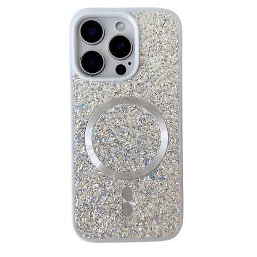 [CS-I16PM-BCM-WH] Blinged Case with Magsafe for iPhone 16 Pro Max - White